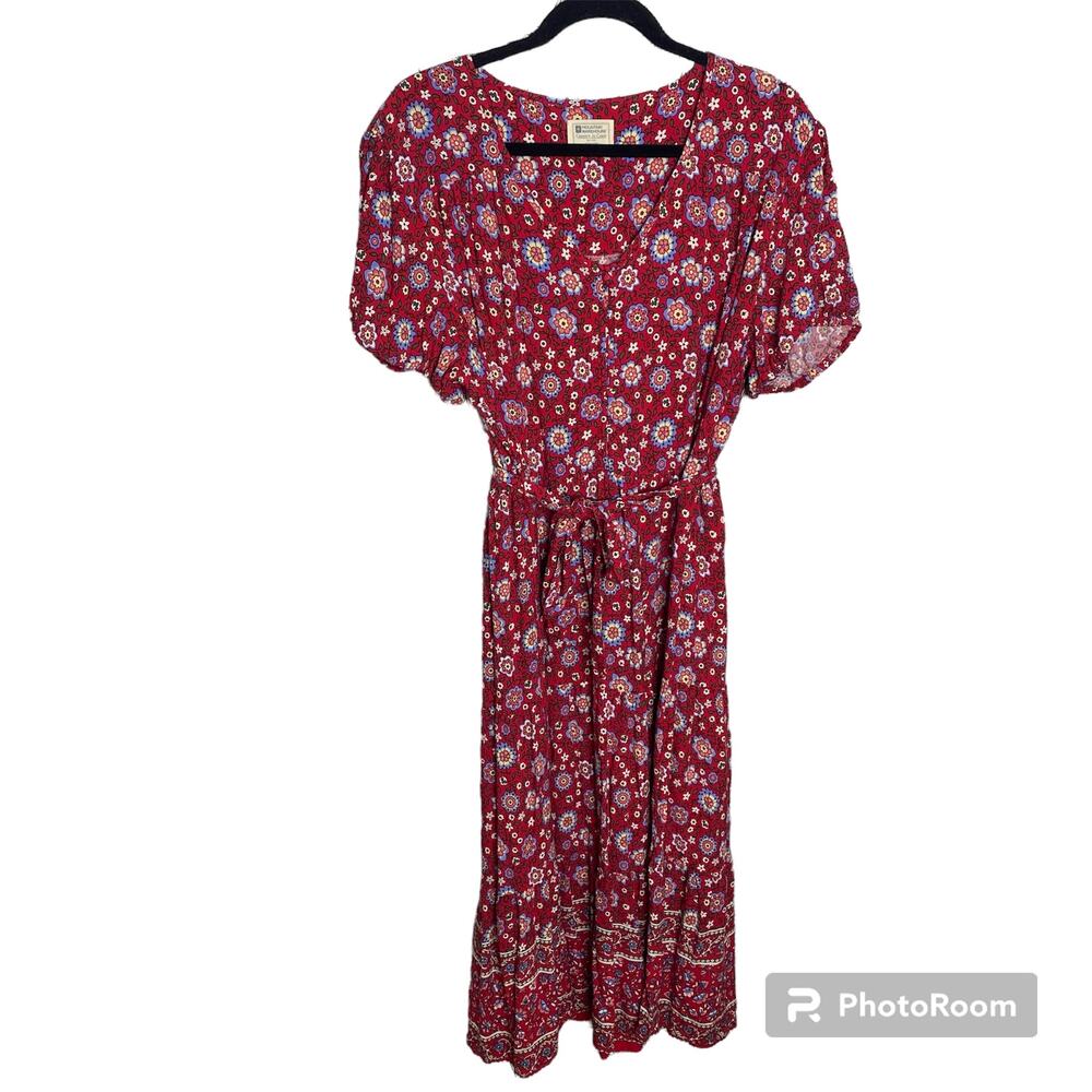 Mountain Warehouse V-Neck Floral Morocco Midi Dress Red Women's Plus Size: 14